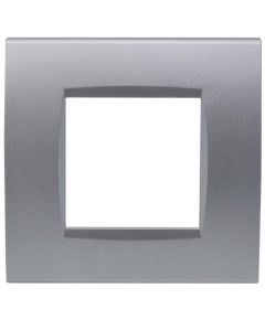 Placca 2 posti argento Soft Touch compatibile Living International EL2526 