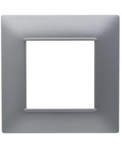 Placca 2 posti argento Soft Touch compatibile Vimar Plana EL2538 