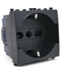 Black Schuko socket 16A 250V compatible with Vimar Arké EL256 