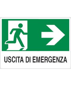 Cartello segnaletico uscita di emergenza con freccia a destra 30x20cm WB2018 