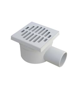 Chiusino orientabile sifonato ribassato 10x10cm in PP grigio con scarico laterale 40mm E9095 Airgama