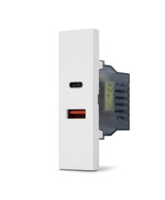 Doppia presa caricabatteria USB A e USB C 5V 2,4A bianco linea ZEN 08784 