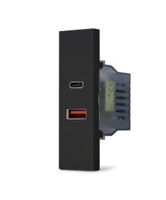 Doppia presa caricabatteria USB A e USB C 5V 2,4A nero linea ZEN 08850 