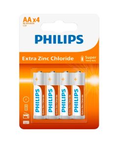 Batterie AA Philips Extra Zinc Chloride 1,5V - Blister da 4 pezzi WB878 