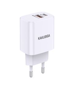 Caricatore rapido USB-C 20W + USB-A 18W bianco doppia porta KSC-924 F4630 Kakusiga