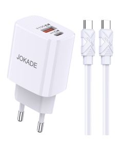 Caricabatterie ricarica rapida USB-C + USB-A 20W con cavo USB-C - USB-C bianco JB042 F4785 Jokade