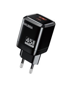 Caricatore USB-C + USB-A 45W + 22,5W nero ricarica rapida EU KSC-1606 F4610 Kakusiga