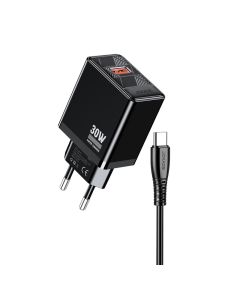 Caricabatterie ricarica rapida USB-A 30W con cavo USB-A - USB-C nero JB094 F4770 Jokade