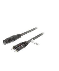 Câble stéréo XLR 3p (F) XLR - 2x RCA mâle, 3,0 m, gris foncé SX320 Sweex