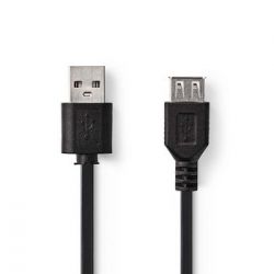 Câble USB 2.0 - A mâle - A femelle - 0,2 m - Noir ND1885 Nedis