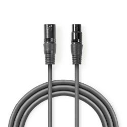 Balanced XLR Audio Cable | 3 Pin XLR Male - 3 Pin XLR Female | 0.5 m | Grey ND204 Nedis]