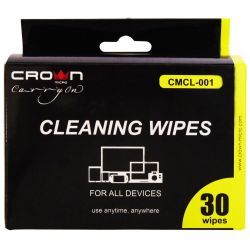 Crown Micro universal screen cleaning wipes pack of 30 pieces CMCL-001 Crown Micro