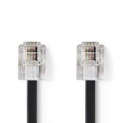 Telecommunication cable Male RJ11 10m Black ND1014 Nedis]