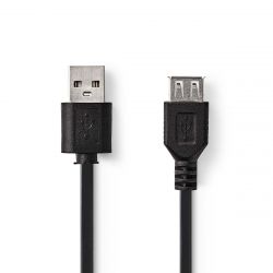 Cable USB 2.0 A Macho - USB A Hembra 3m Negro ND1127 Nedis