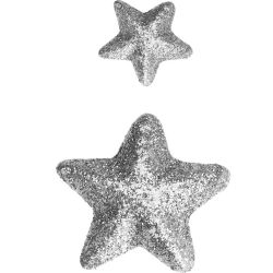 Glitter star assorted size 15 / 35mm silver color 45pcs KP2096 