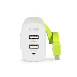 Sweex USB Type C 2 Output 2.4A-1A Charger ND8010 