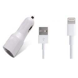 Lightning car charger with 2xUSB 1m charging and sync cable WB840 