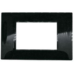 3-gang 3P black / glitter cover plate in technopolymer compatible with Vimar EL2402 