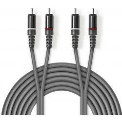 Nedis Cable de audio estéreo macho 2x RCA niquelado de 5 m ND1468 Nedis