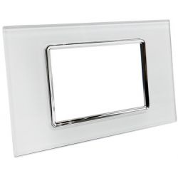Placca in vetro bianco 3 posti compatibile Living International EL908 