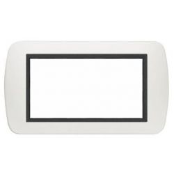 Placca 4 posti bianca in metallo compatibile Living International EL1529 