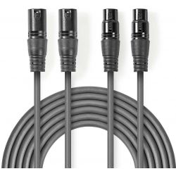 Cable Estéreo Balanceado 2XLR 3-Pin Macho-Hembra 1.5m ND9655 Nedis