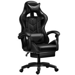 Schwarzer Gaming-Stuhl mit Fußstütze 2023-1F 
