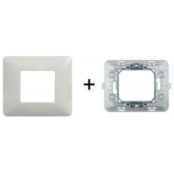 Plaque blanche compatible Matix et kit support 2 places EL4030 