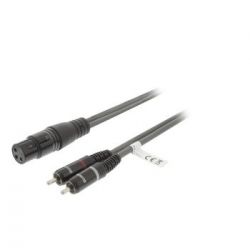 XLR 3p (F) XLR Stereo Cable - 2x RCA Male 3.0m Dark Gray SX320 Sweex