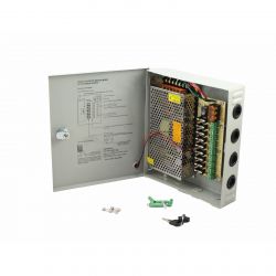 Switching power supply box 12V 10A with 9 outputs with protection fuse T605 