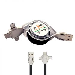 Retractable 3in1 USB cable - 1 meter - black K458 