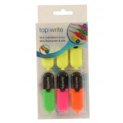 Topwrite Mini Textmarker - Packung mit 6 - 4 Farben ED380 Topwrite