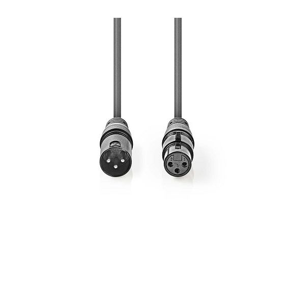 Cavo Audio XLR Bilanciato | Maschio a 3 Pin XLR - Femmina a 3 Pin XLR | 0,5 m | Grigio ND204 Nedis