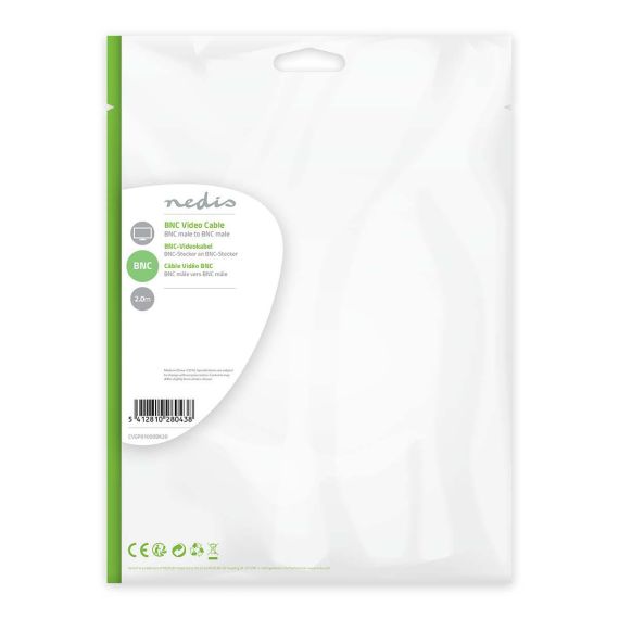 Video cable BNC male - BNC male 2m Black ND1626 Nedis