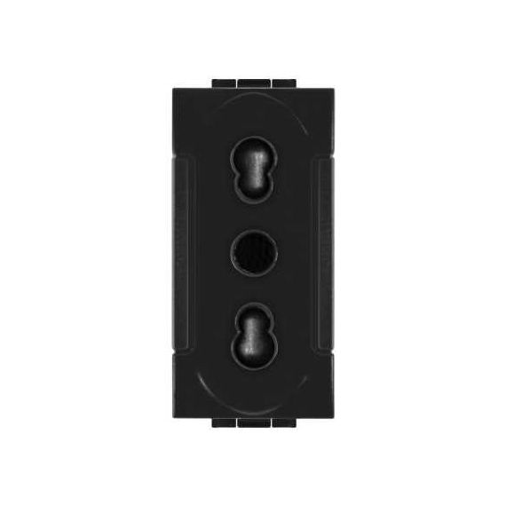 Toma bivalente 10A-250V 2P + T negro compatible con serie Living International EL2140 