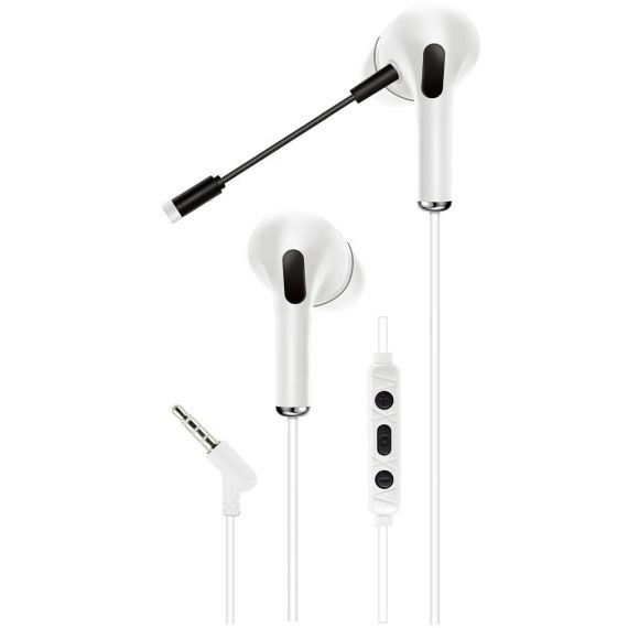 Cuffie auricolari da gioco con microfono AKZ-D9 bianche WB1283 
