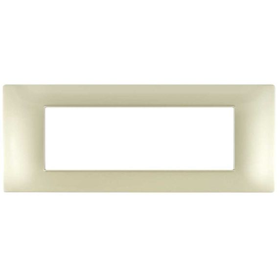 Placca in tecnopolimero 7 posti color sabbia compatibile Vimar Plana EL003 