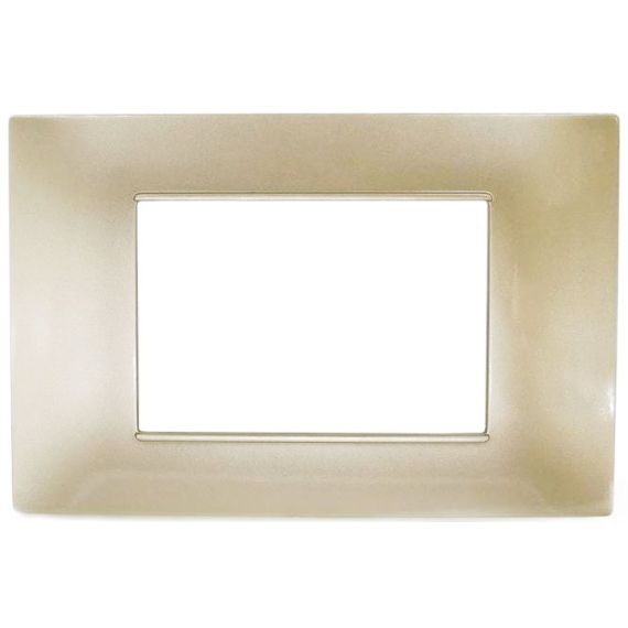 Placca in tecnopolimero 3 posti color sabbia compatibile Vimar Plana EL004 