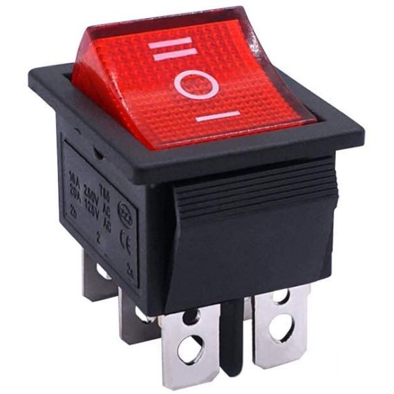 Interruttore a bilanciere DPDT ON/OFF/ON 6 Pin 3 Posizioni 6A 250V 10A 125V con luce LED N457 