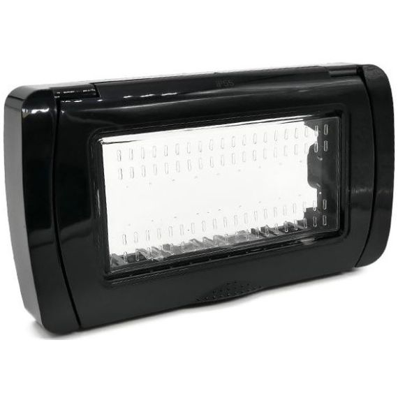 Placca idrobox IP55  4P nera compatibile Matix EL837 