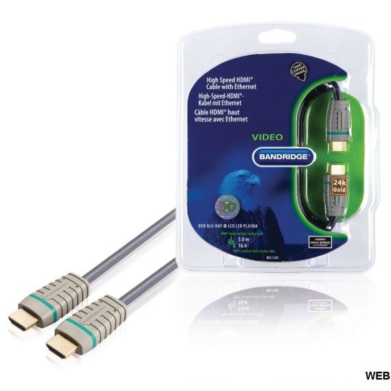 Cavo HDMI Alta Velocità con Ethernet Connettore HDMI 5m Blu ND1458 Bandridge
