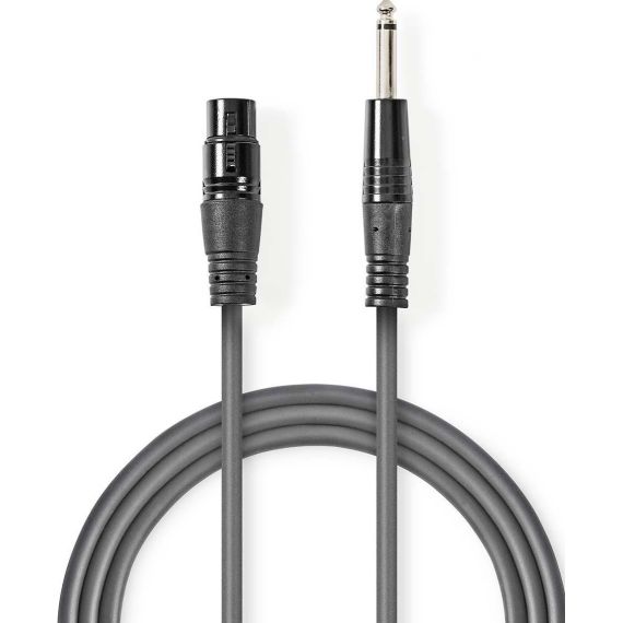 XLR Monocable XLR 3p (F) - 6.35 mm Male 10.0 m Dark Gray SX100 Nedis
