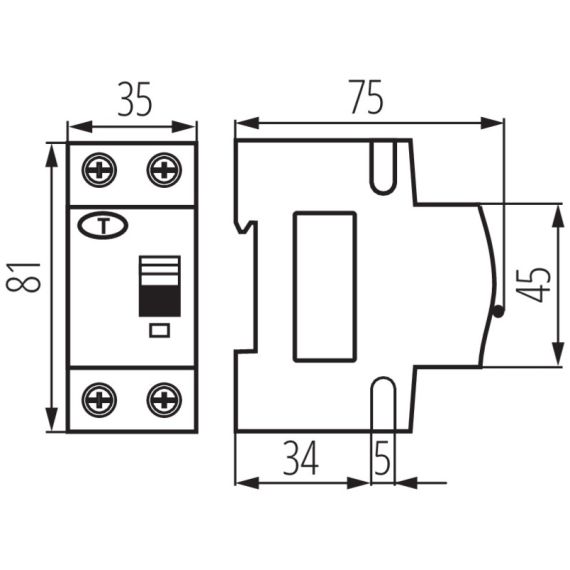 Thermomagnetischer Differentialschalter 6kA 2P 25A Kanlux KA2169 Kanlux
