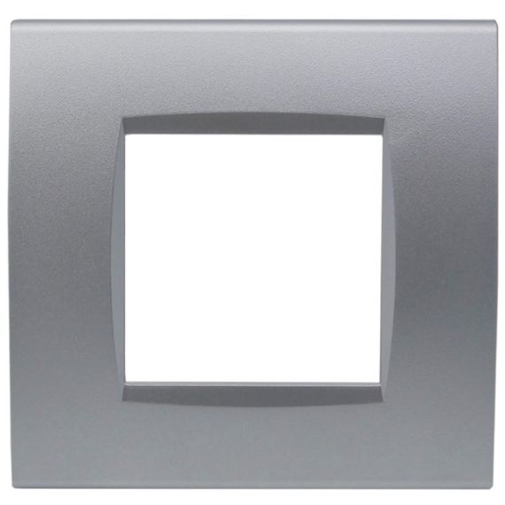 Placca 2 posti argento Soft Touch compatibile Living International EL2526 