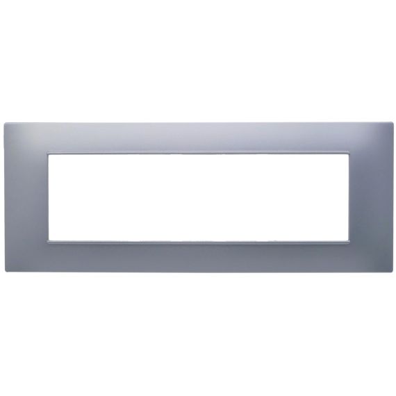 Placca 7 posti argento Soft Touch compatibile Vimar Plana EL3164 