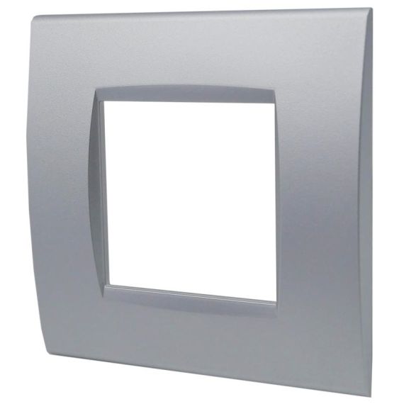 Placca 2 posti argento Soft Touch compatibile Living International EL2526 