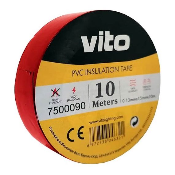 Nastro isolante 15mm 10m rosso EL275 Vito