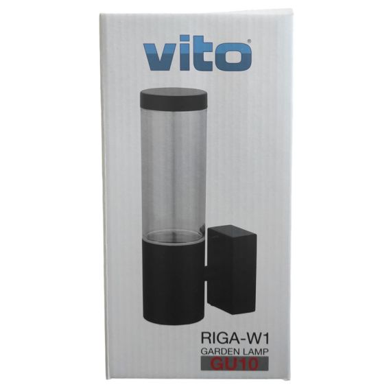 Black wall light lamp 1xGU10 IP44 Φ60x220x108mm EL3086 Vito