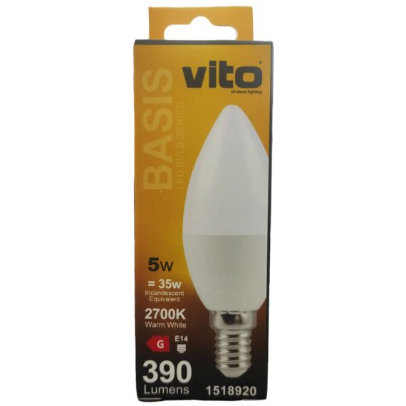 Lampadina LED E14 5W 390Lm 2700K bianco caldo EL3200 Vito
