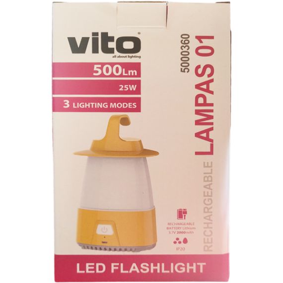Torcia LED ricaricabile 25W 500Lm 6000K luce fredda EL366 Vito